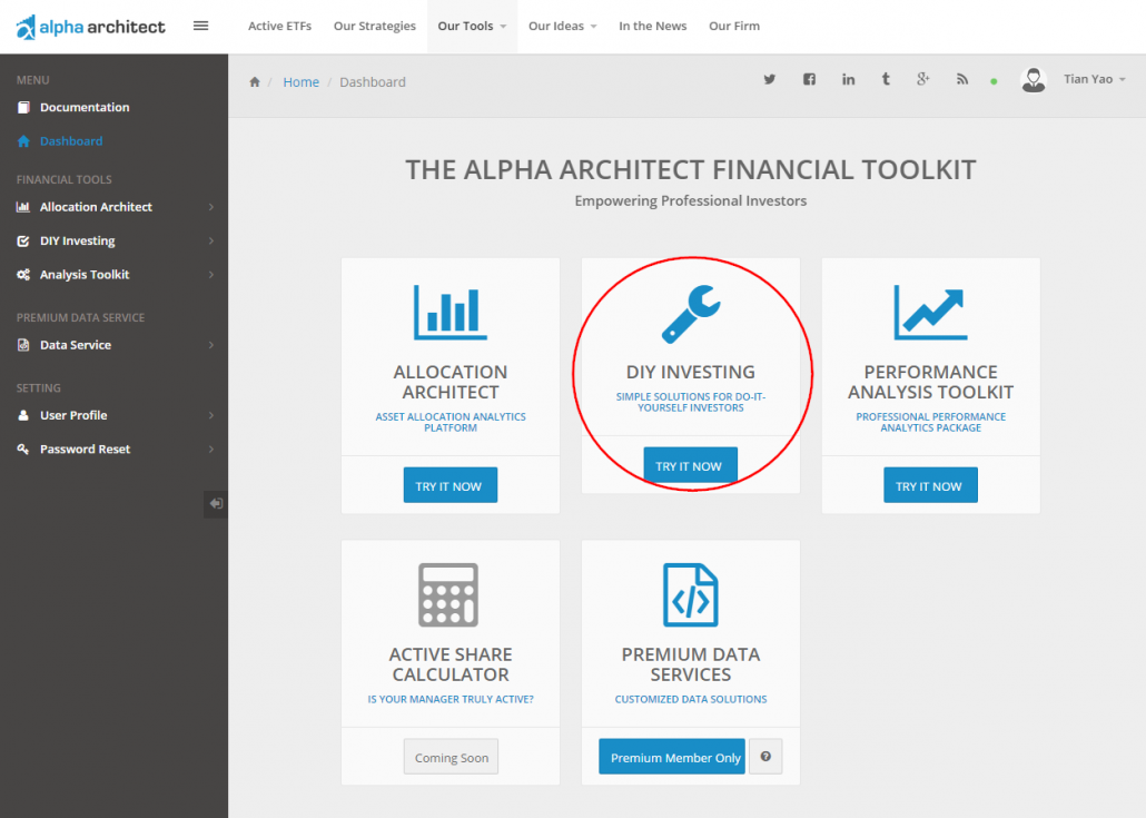 Alpha Architect Tools DIY Investing Tool