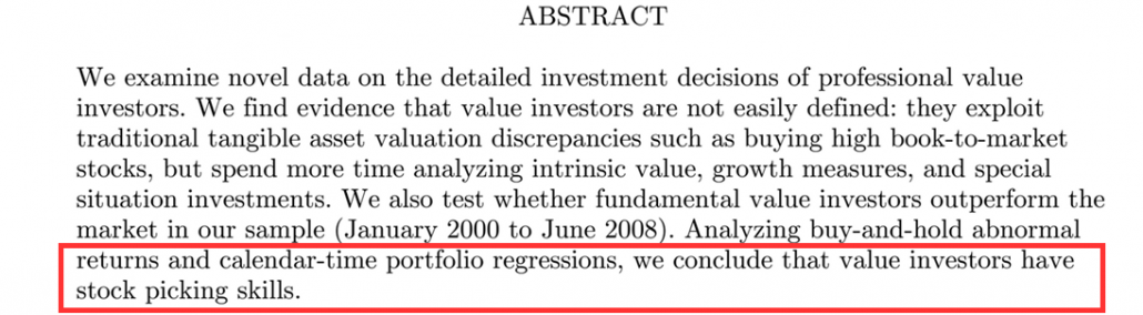 value investors have stock picking skills